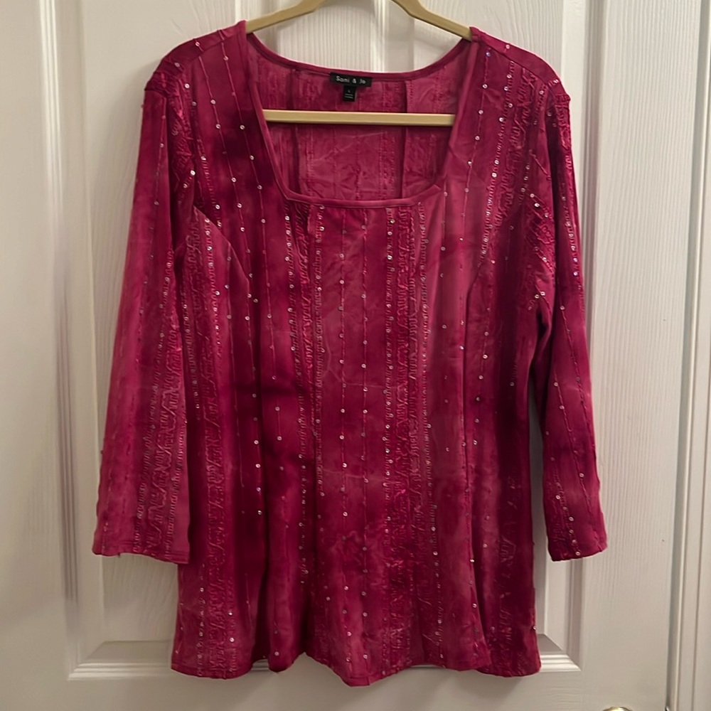Sami & Jo sequined burgandy blouse